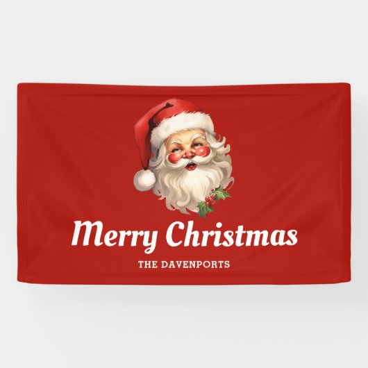 Holly Jolly Santa Claus Retro Kerstmis Spandoek (Horizontaal)