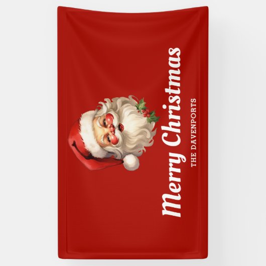 Holly Jolly Santa Claus Retro Kerstmis Spandoek (Verticaal)