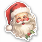 Holly Jolly Santa Claus Retro Kerstmis Sticker (Voorkant)