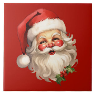 Holly Jolly Santa Claus Retro Kerstmis Tegeltje