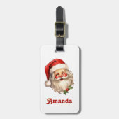Holly Jolly Santa Claus Retro Style Kerstmis Bagagelabel (Voorkant verticaal)