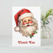 Holly Jolly Santa Claus Retro Style Kerstmis Bedankkaart (Staand voorkant)