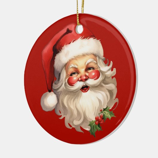 Holly Jolly Santa Claus Retro Style Kerstmis Keramisch Ornament (Links)