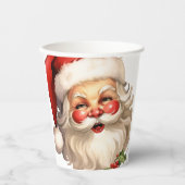 Holly Jolly Santa Claus Retro Style Kerstmis Papieren Bekers (Voorkant)