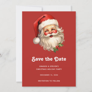 Holly Jolly Santa Claus Retro Style Kerstmis Save The Date