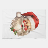 Holly Jolly Santa Claus Retro Style Kerstmis Theedoek (Horizontaal)