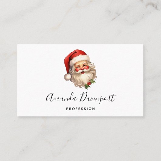 Holly Jolly Santa Claus Retro Style Kerstmis Visitekaartje (Voorkant)