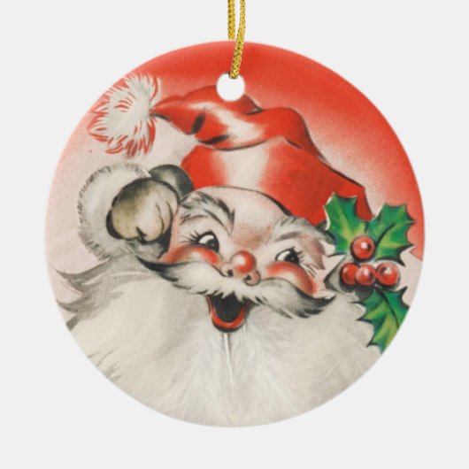 Holly jolly Santa Keramisch Ornament (Voorkant)