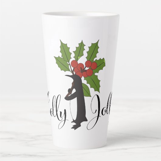 Holly Jolly Schattige Funny Penguin Christmas Latte Mok (Voorkant)
