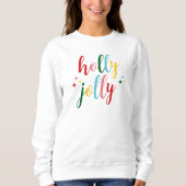 Holly Jolly Schattige Kleurrijke Script Kerstmis Trui (Voorkant)
