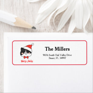 Holly Jolly Schattigee Kerstman Cat Adres Etiket