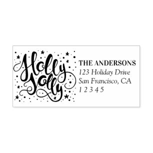 Holly Jolly Script Custom Holiday-adres Zelfinktende Stempel