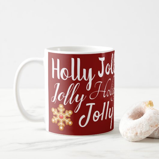 Holly Jolly Script & GingerBrood Kerstmis Koffiemok (Met donut)