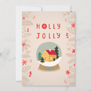 Holly Jolly Snow Wereldbol - een gezellig vakantie Feestdagenkaart