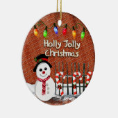 Holly Jolly Snowman CUSTOM Keramisch Ornament (Rechts)