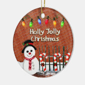 Holly Jolly Snowman CUSTOM Keramisch Ornament (Links)