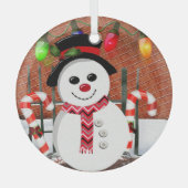 Holly Jolly Snowman Glas Ornament (Voorkant)
