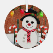 Holly Jolly Snowman Glas Ornament (Achterkant)