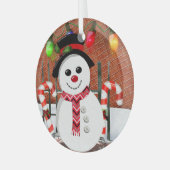 Holly Jolly Snowman Glas Ornament (Voorkant links)