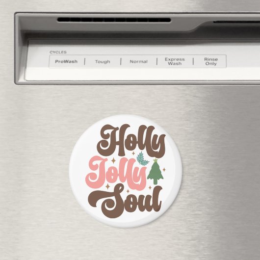 Holly Jolly Soul Retro Groovy Kerst Feestdagen Magneet (Insitu (Vaatwasser))