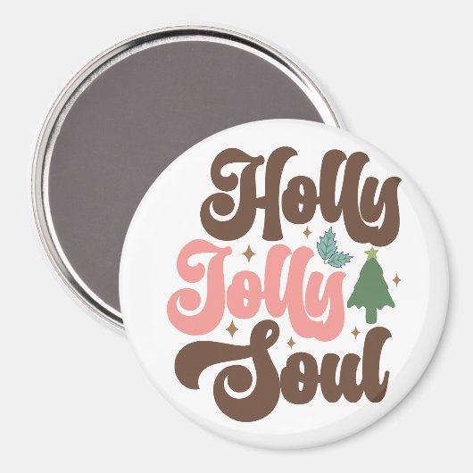 Holly Jolly Soul Retro Groovy Kerst Feestdagen Magneet (Voorkant / Achterkant)
