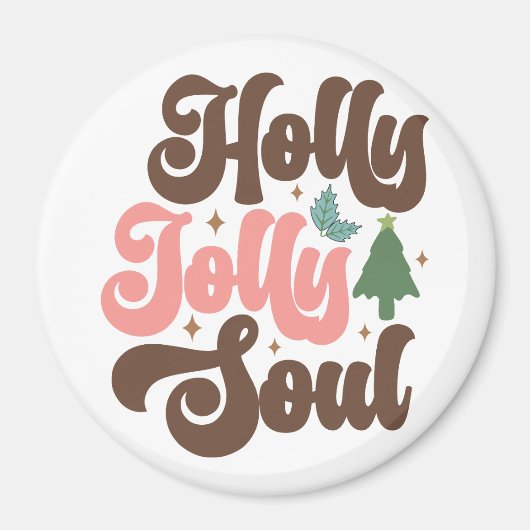 Holly Jolly Soul Retro Groovy Kerst Feestdagen Magneet (Voorkant)