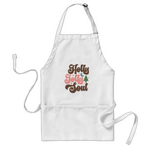 Holly Jolly Soul Retro Groovy Kerst Feestdagen Standaard Schort