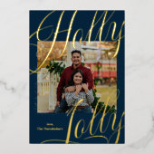 Holly Jolly Stars Photo Gold Foil Carte de vacance (Recto)