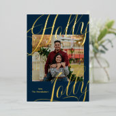 Holly Jolly Stars Photo Gold Foil Carte de vacance (Debout devant)