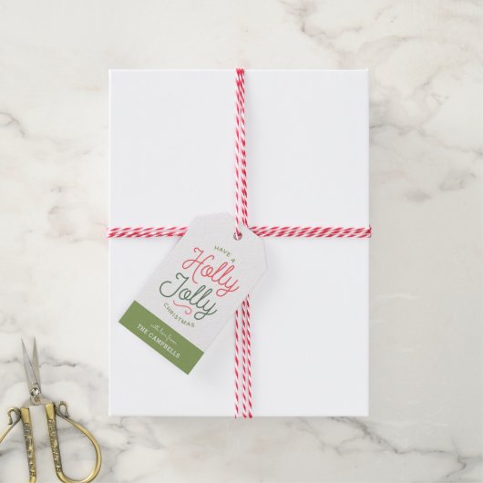 Holly Jolly Stripes kerstcadeaus Cadeaulabel (Met Touw)