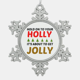 HOLLY JOLLY TIN SNEEUWVLOK ORNAMENT