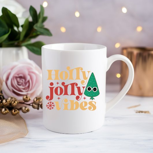 Holly jolly vibes Boire du café Mug