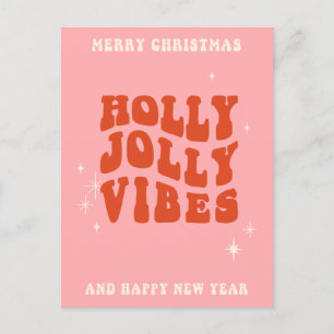 Holly Jolly Vibes - Een vrolijk vakantiebericht Feestdagenkaart