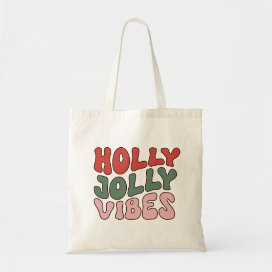 Holly Jolly Vibes | Groovy Retro Christmas Tote Bag (Voorkant)
