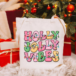 Holly Jolly Vibes Kerstfeest Winter Tote Bag