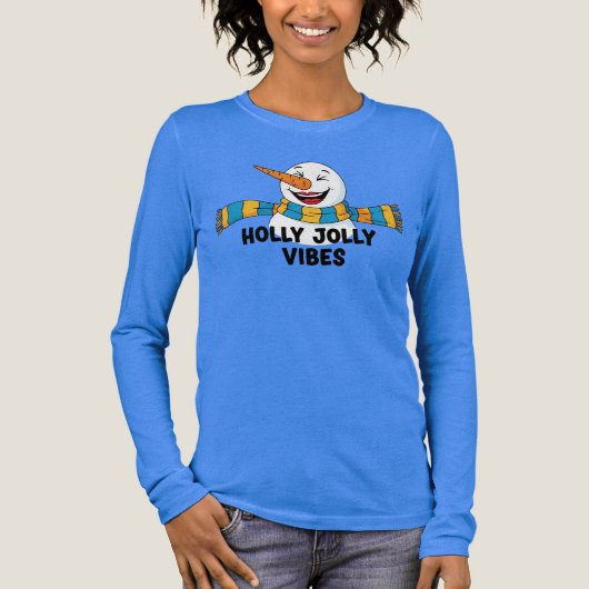 Holly Jolly Vibes Snowman Tri-Blend Shirt (Voorkant)
