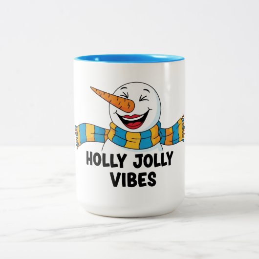 Holly Jolly Vibes Snowman Tweekleurige Koffiemok (Center)