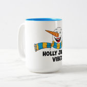 Holly Jolly Vibes Snowman Tweekleurige Koffiemok (Voorkant links)