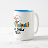 Holly Jolly Vibes Snowman Tweekleurige Koffiemok (Voorkant rechts)