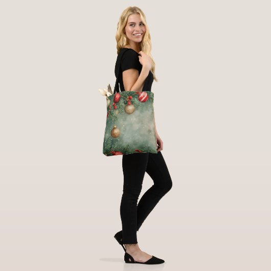 Holly Jolly Waterverf Canvas tas (Op model)