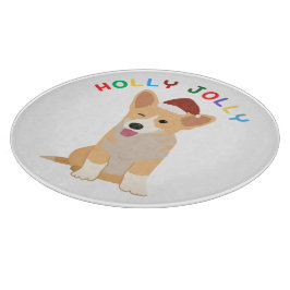 Holly Jolly Welsh Corgi Chopping Board Snijplank