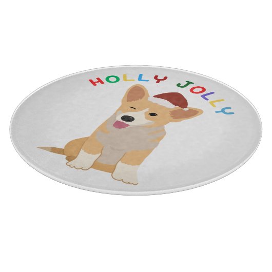Holly Jolly Welsh Corgi Chopping Board Snijplank (Hoek)