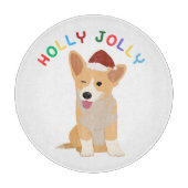 Holly Jolly Welsh Corgi Chopping Board Snijplank (Voorkant)