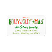 HOLLY JOLLY XMAS Holiday Christmas CUSTOM address Etiket (Voorkant)