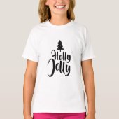 Holly Jolly Zwart-wit Vrolijk Kerstfeest T-shirt (Voorkant)