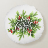 Holly Joyeux Noël Coussin Rond (Dos)