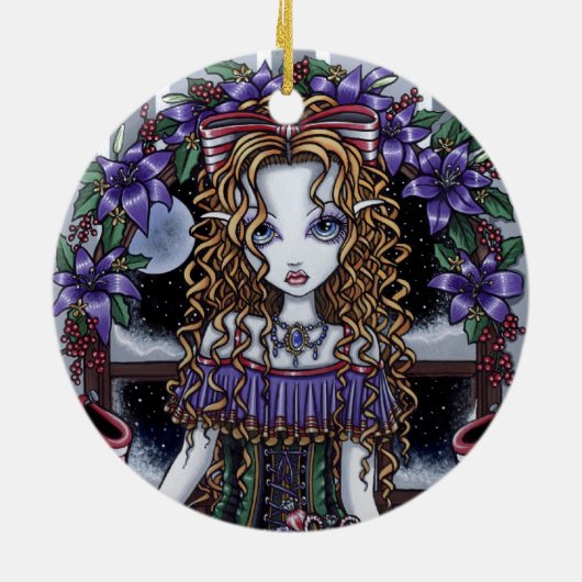 "Holly" kerstfeestfeestdag — versiering Keramisch Ornament (Achterkant)