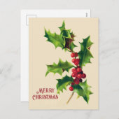 Holly kerstgroet Feestdagenkaart (Voorkant / Achterkant)