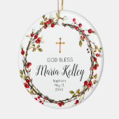 Holly Kerstmas Personalized Girl Baptism Ornament (Links)