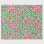 Holly Kerstmis Natuur Botanical Pattern Gift Cadeaupapier (Vlak)